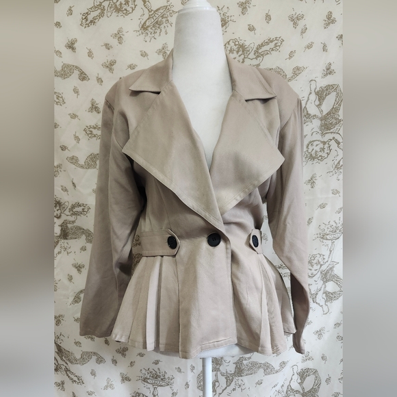 St Gillian by Kay Unger for Neiman Marcus beige blazer peplum blazer 10 - Picture 1 of 9